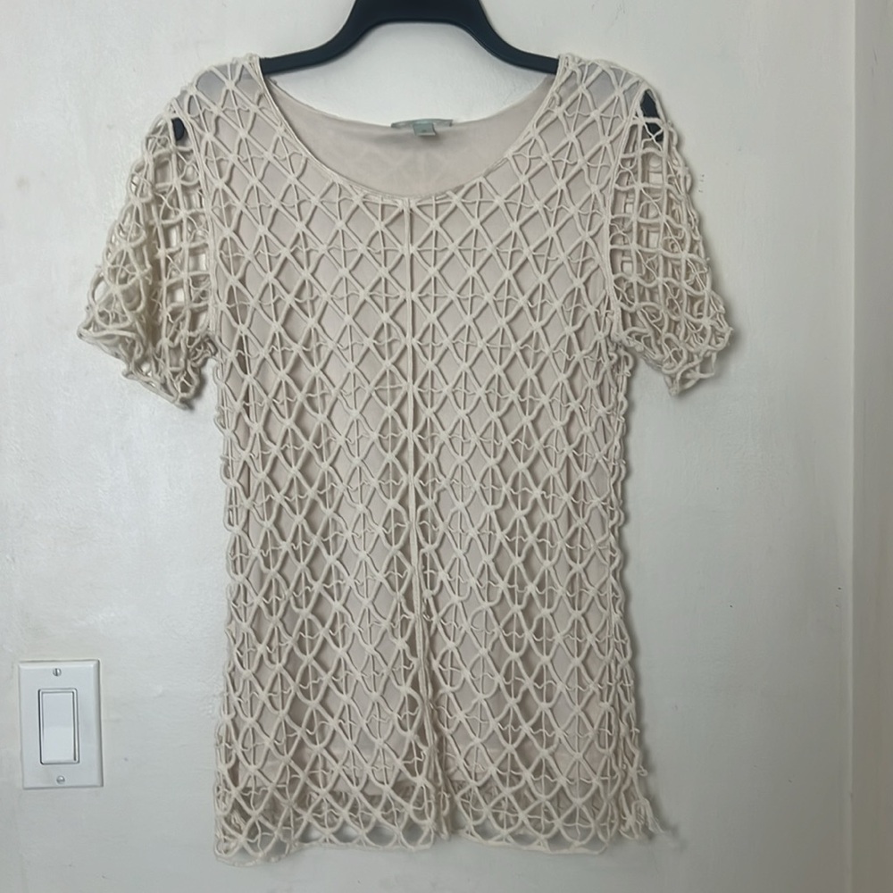 Dress Barn Short Sleeve Crochet Top Sz M